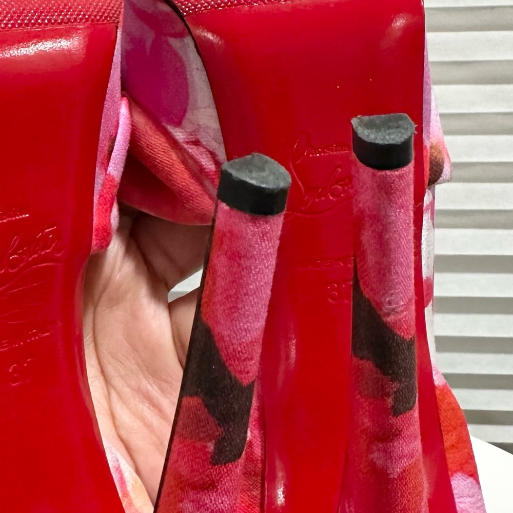 🌺CHRISTIAN LOUBOUTIN🌺 Canvas Floral d'Orsay Pumps Size: 37 - Picture 9 of 11